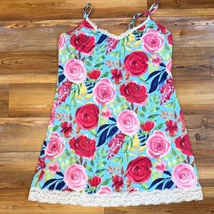 Jenize Floral Lace Trim Chemise w/ Adjustable Straps